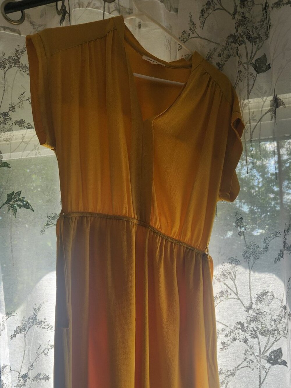 Monteau Yellow Split V-Neck Belted Summer Midi Dress - Women’s Size XL